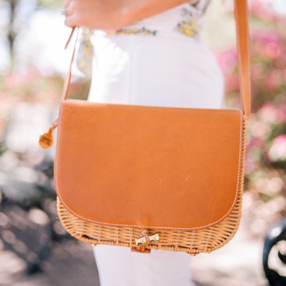 J. McLaughlin Bernice Leather/Wicker Saddle Crossbody - Picture 12 of 13